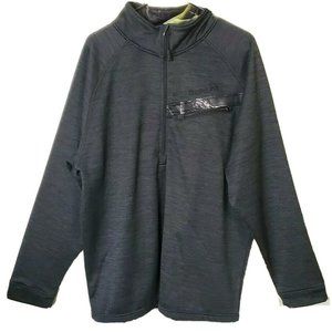 Huntworth Pullover Jacket Mens Gray Camo Trim Zip Pocket Fleece Lined Size XL